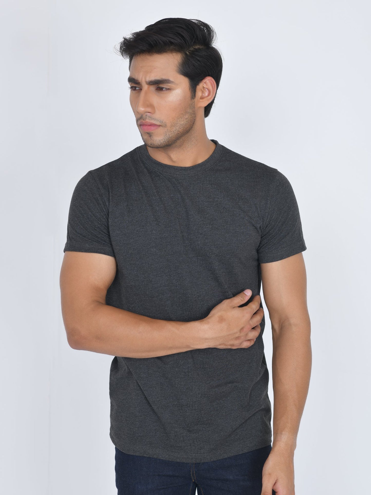 Round Neck Half Sleeve T-Shirt Charcoal