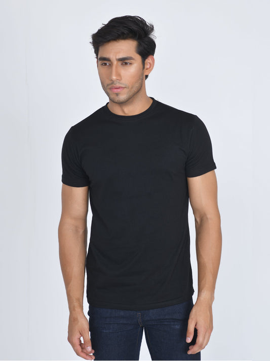 Round Neck Half Sleeve T-Shirt Black