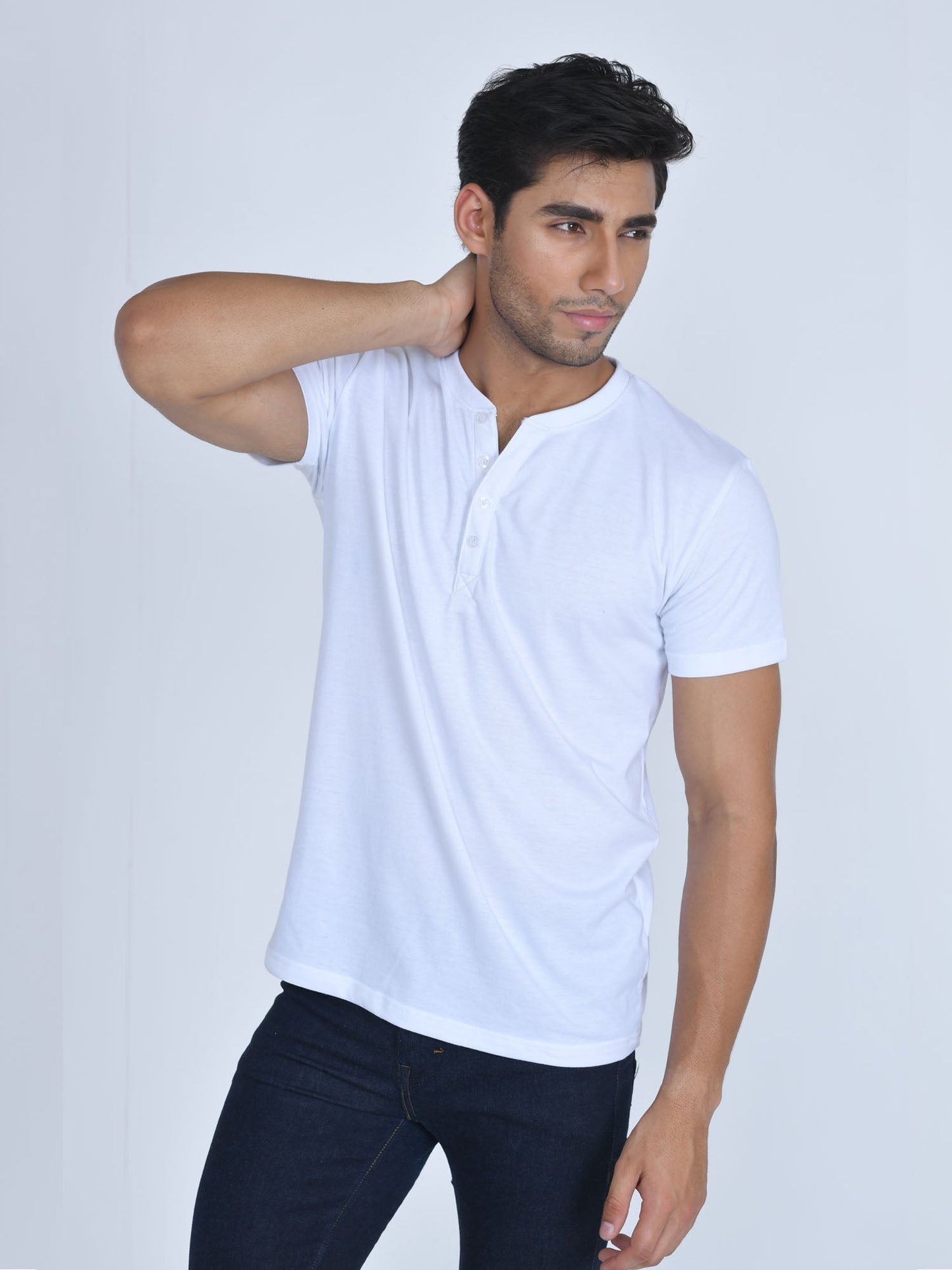 Henley Half Sleeve Shirt White