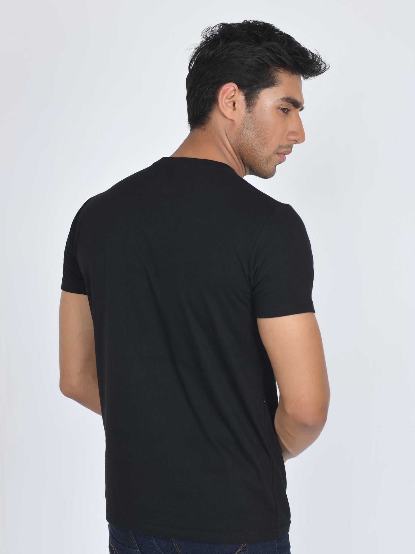 Round Neck Half Sleeve T-Shirt Black