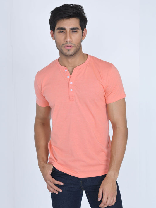 Henley Half Sleeve Shirt Peach Amber