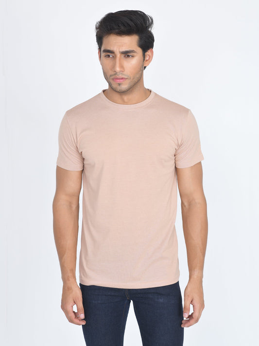 Round Neck Half Sleeve T-Shirt Rgby Tan