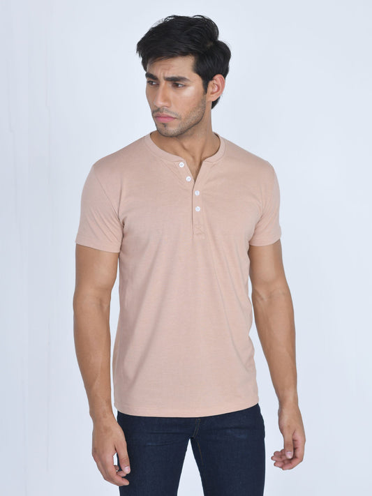 Henley Half Sleeve Shirt Rgby Tan