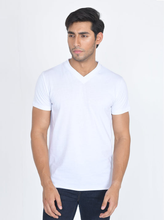 V-Neck Half Sleeve T-Shirt White