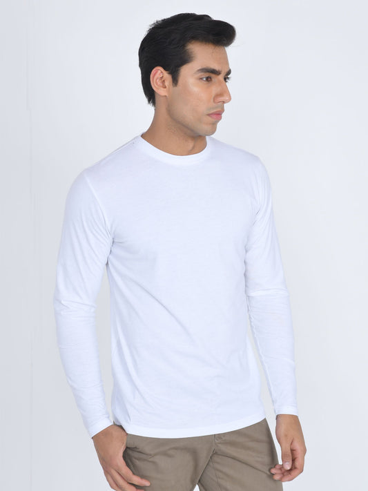 Round Neck Full Sleeve T-Shirt White