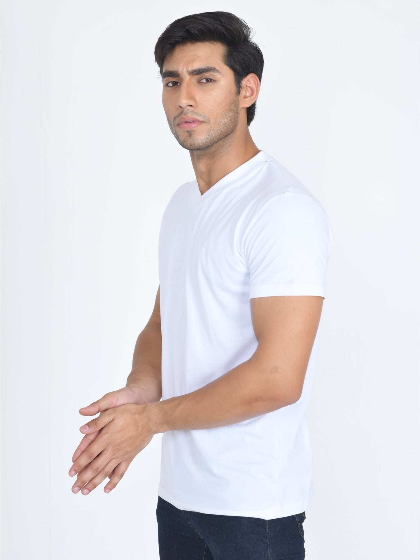 V-Neck Half Sleeve T-Shirt White