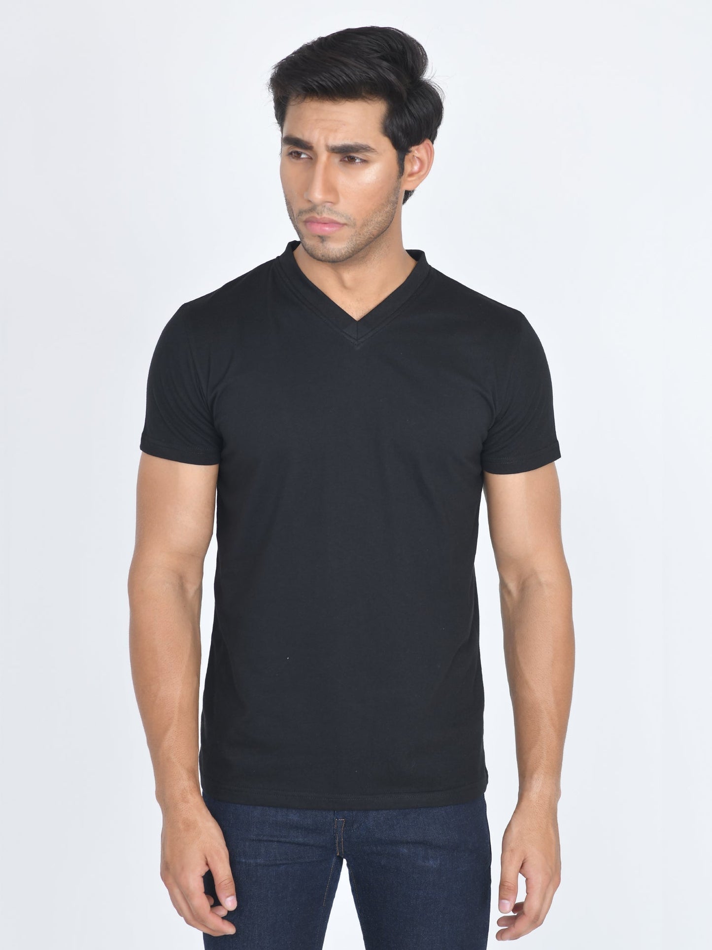 V-Neck Half Sleeve T-Shirt Black