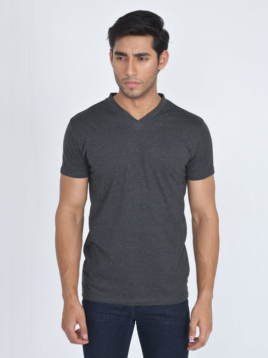 V-Neck Half Sleeve T-Shirt Charcoal