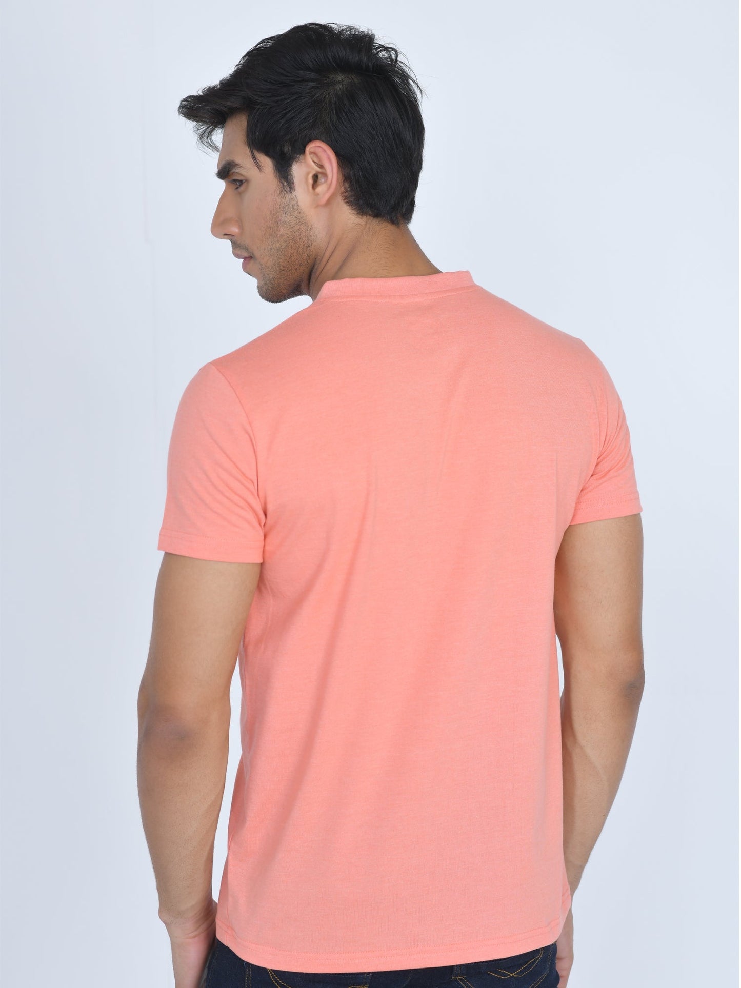 V-Neck Half Sleeve T-Shirt Peach Amber