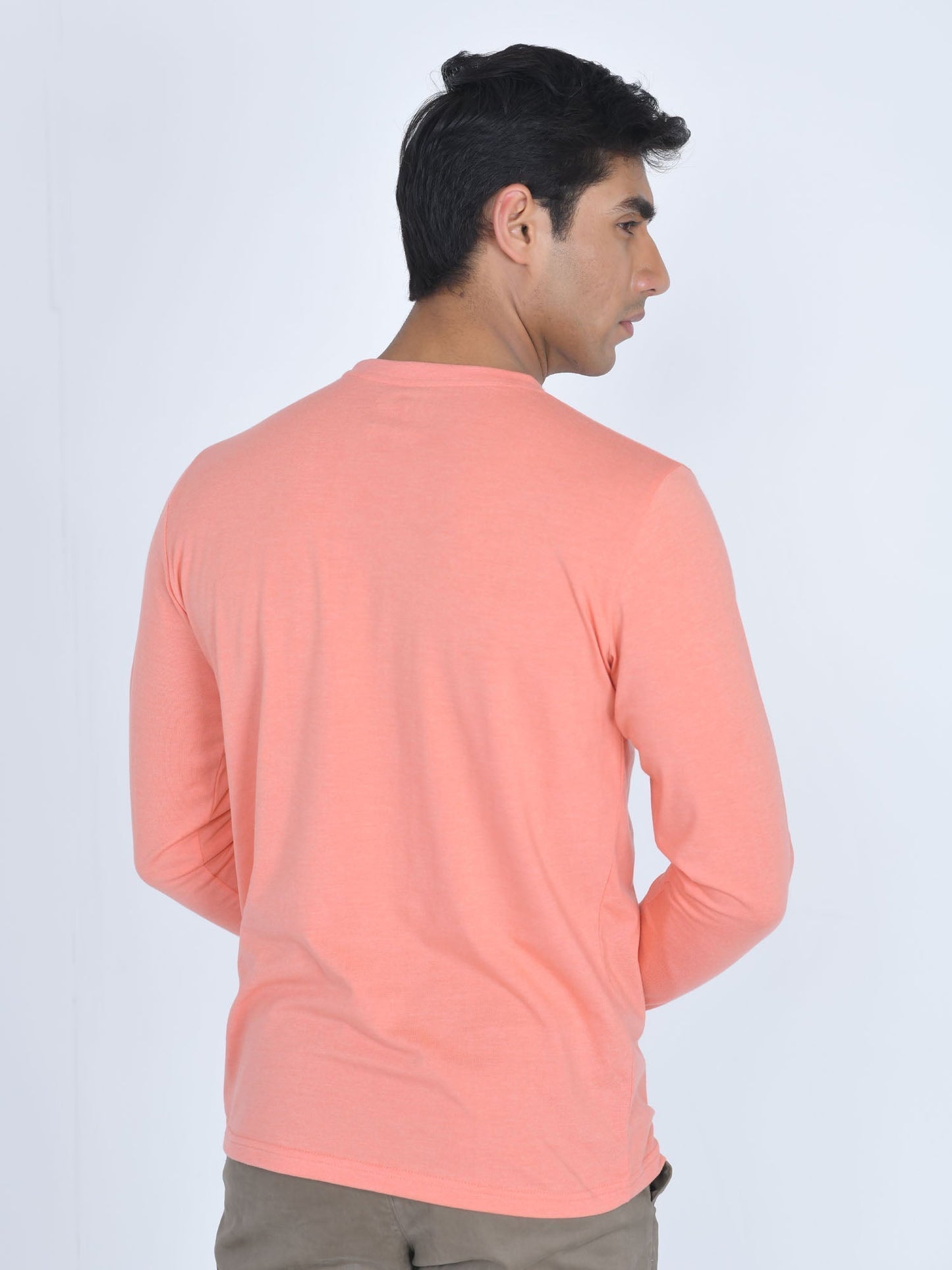 Round Neck Full Sleeve T-Shirt Peach Amber