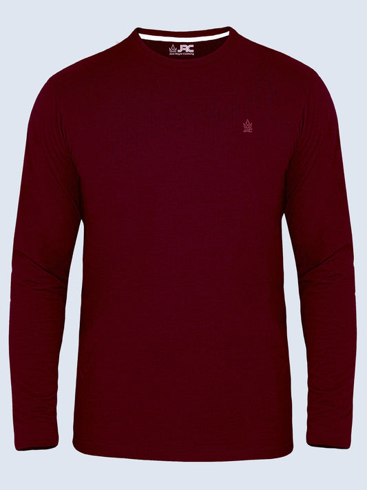 Round Neck Full Sleeve T-Shirt Maroon