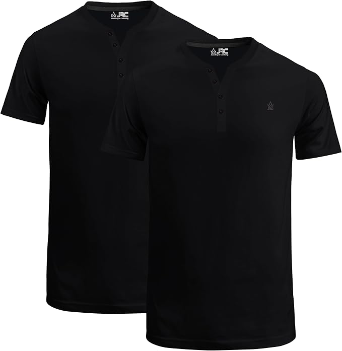 JRC Men's Henley Shirts Short Sleeves Pack of 2