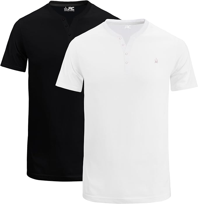 JRC Men's Henley Shirts Short Sleeves Pack of 2