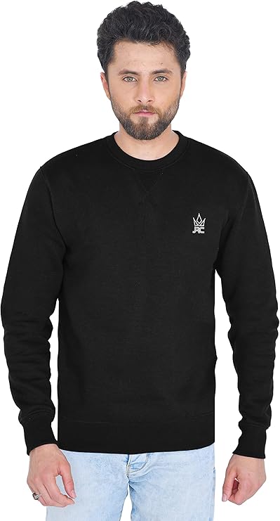 JRC Mens Fleece Crewneck Sweatshirts Black