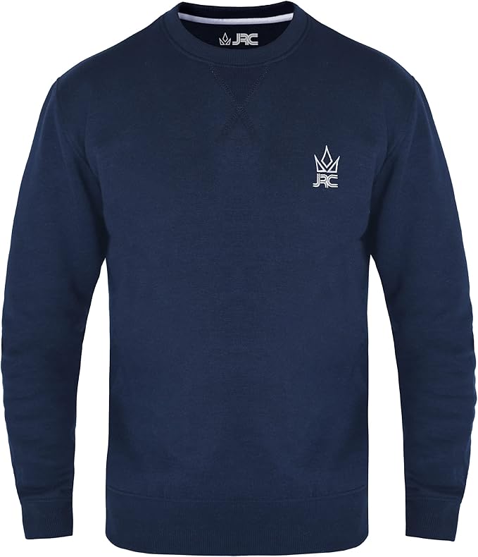 JRC Mens Fleece Crewneck Sweatshirts Navy