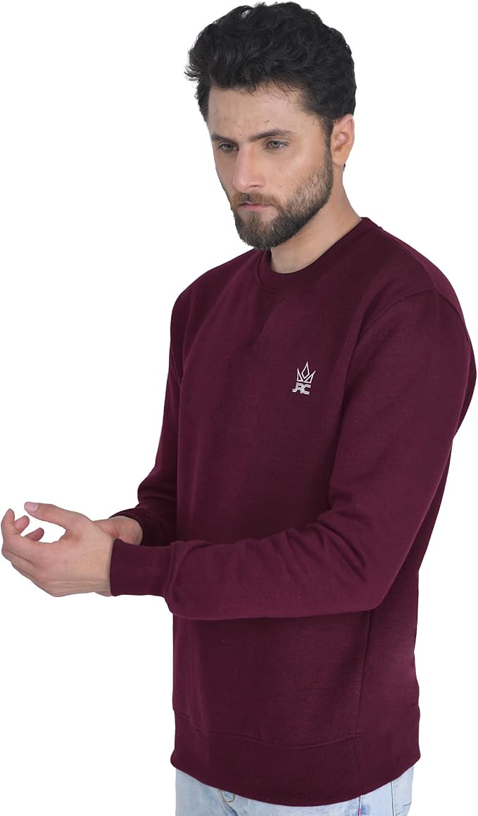 JRC Mens Fleece Crewneck Sweatshirts Maroon