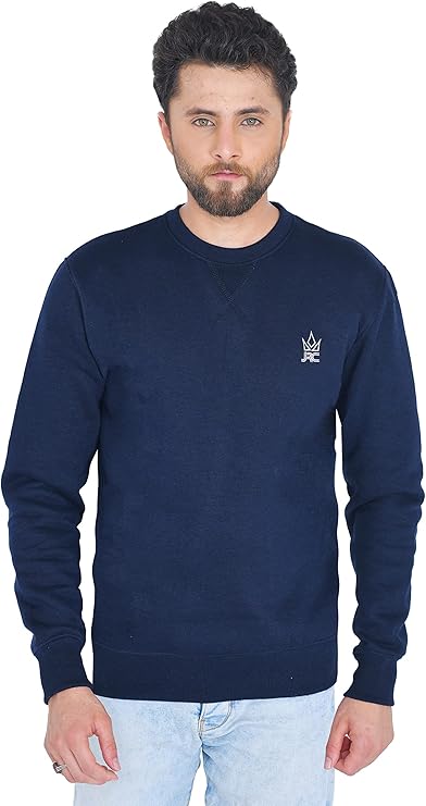 JRC Mens Fleece Crewneck Sweatshirts Navy