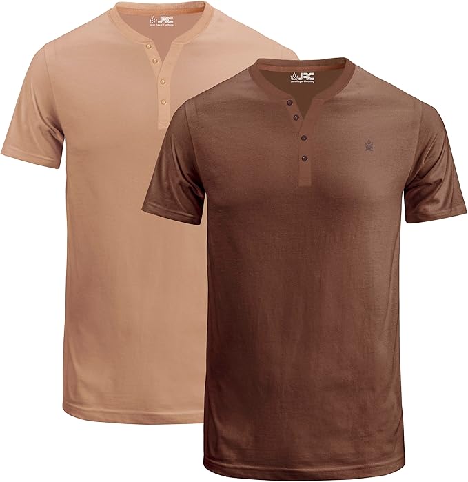 JRC Men's Henley Shirts Short Sleeves Pack of 2