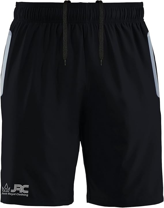 JRC Mens Running Shorts with 2 Zip Pockets - Black