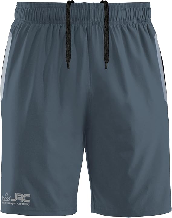 JRC Mens Running Shorts with 2 Zip Pockets - Dark Grey