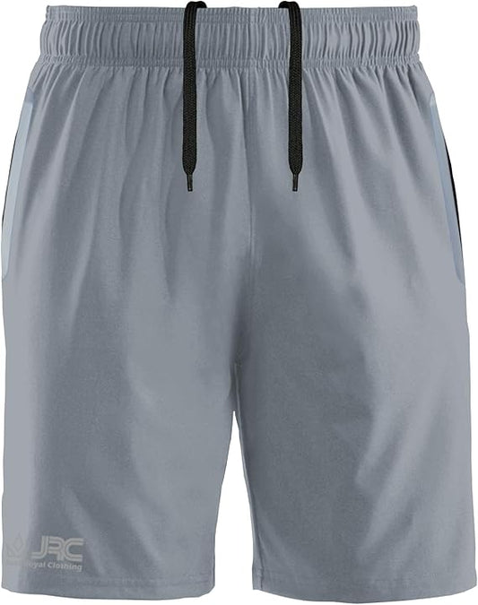 JRC Mens Running Shorts with 2 Zip Pockets - Silver